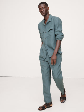 Pantalón con Cintura Elástica con Bolsillos de Lino