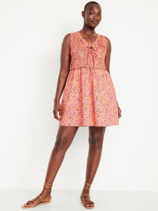Vestido con Cintura Elástica Estampado Floral