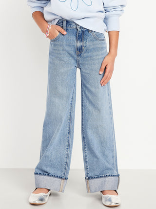 Jeans Talle Alto con Bajo Doblado, Niña