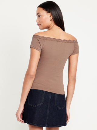 Blusa Ajustada con Hombros Descubiertos