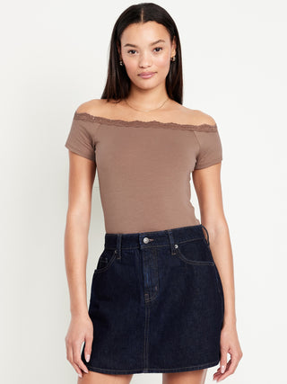 Blusa Ajustada con Hombros Descubiertos