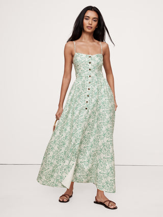 Vestido Largo con Botones Estampado