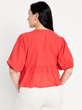 Blusa Manga Corta con Detalle Bordado