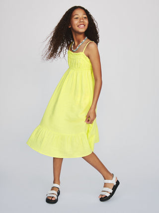 Vestido de Tirantes con Detalle de Crochet, Niña