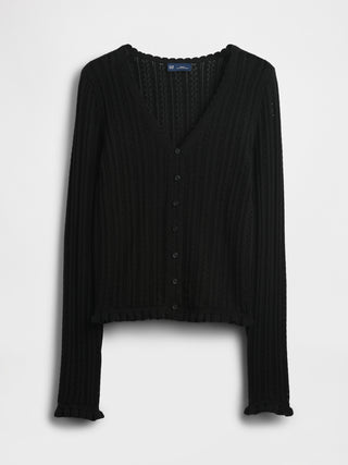 Cárdigan de Botones con Tejido Crochet