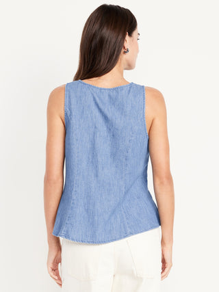 Blusa sin Mangas con Detalle Botones