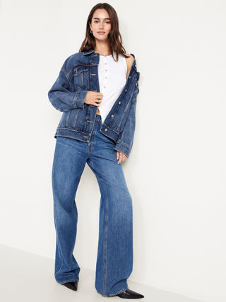 Chaqueta Denim Oversize con Bolsillos.