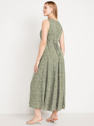 Vestido Largo Floral Entallado y Con Vuelo