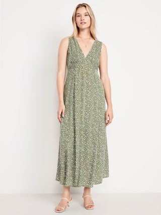 Vestido Largo Floral Entallado y Con Vuelo