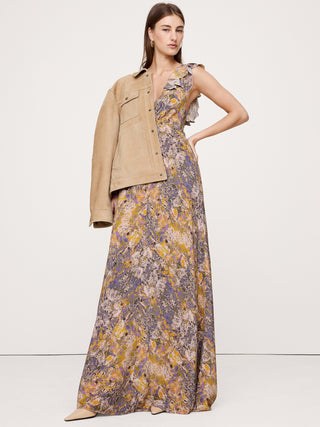 Vestido Maxi de Seda con Estampado