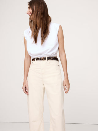 Jeans Barrel Talle Alto con Bolsillos