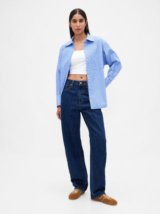 Camisa Oversize con Estampado de Rayas.