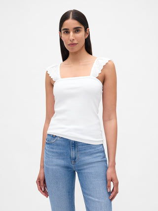 Camiseta Cuello Cuadrado con Volantes