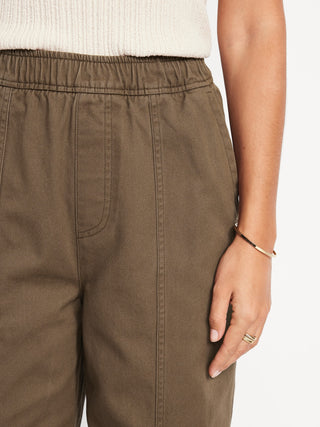 Pantalón Talle Alto con Cintura Elástica de Algodón