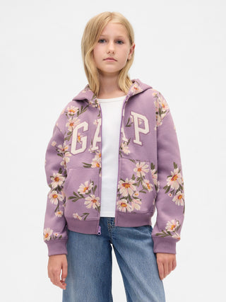 Sudadera con Capucha y Estampado Floral, Niña