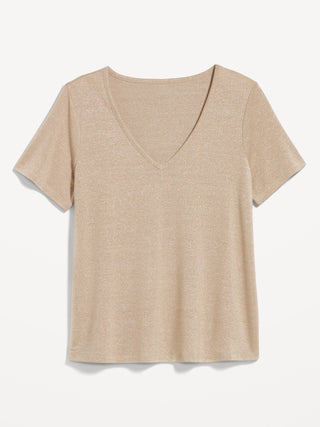 Camiseta Brillante con Cuello en V