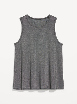 Top Brillante de Cuello Redondo