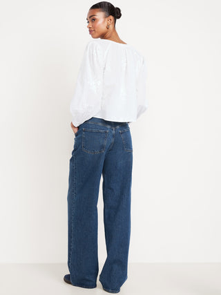 Jeans Slouchy Talle Medio con Bolsillos