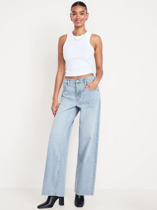 Jeans Slouchy Talle Medio con Bolsillos