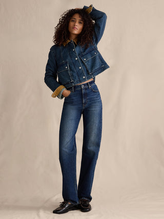 Jeans Recto Talle Alto con Bolsillos