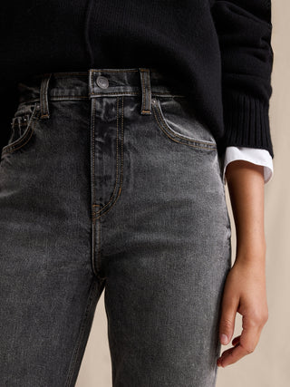 Jeans Acampanado Talle Alto con Bolsillos