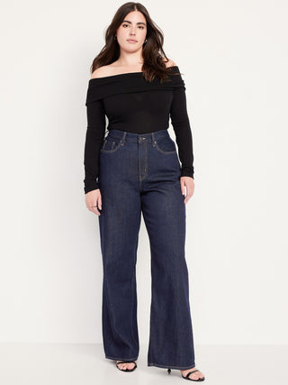 Jeans Baggy Talle Alto con Bolsillos