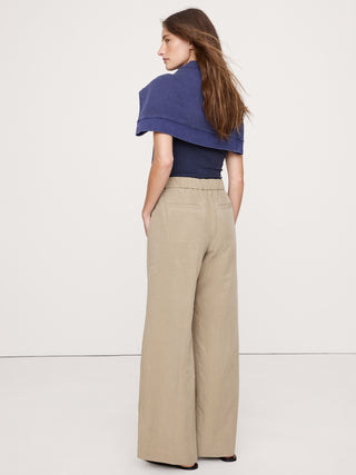 Pantalón Drapeado con Cintura Elástica