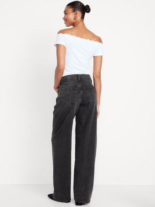 Jeans Slouchy Talle Medio con Bolsillos
