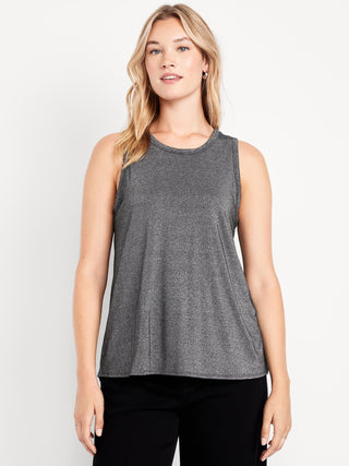 Top Brillante de Cuello Redondo