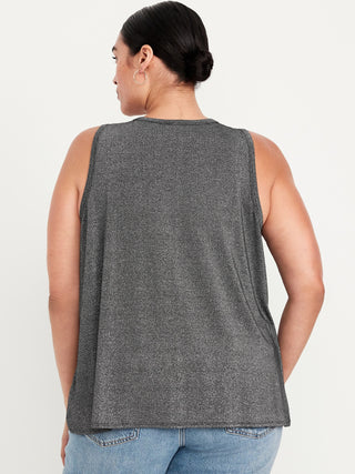 Top Brillante de Cuello Redondo