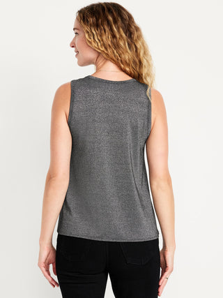 Top Brillante de Cuello Redondo