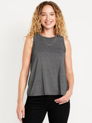Top Brillante de Cuello Redondo