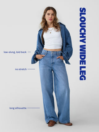 Jeans Slouchy Talle Medio con Bolsillos