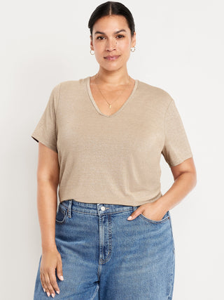Camiseta Brillante con Cuello en V