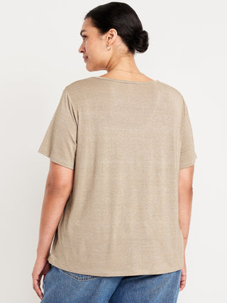 Camiseta Brillante con Cuello en V