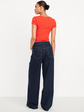 Jeans Slouchy Talle Medio con Bolsillos