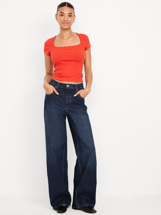 Jeans Slouchy Talle Medio con Bolsillos