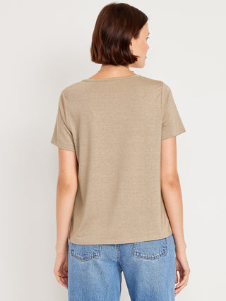 Camiseta Brillante con Cuello en V