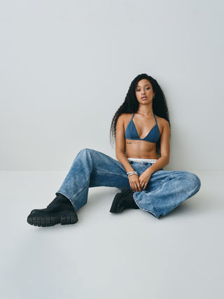 Jeans Holgados Talle Bajo con Bolsillos