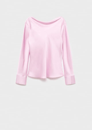 Blusa Satinada con Espalda Drapeada