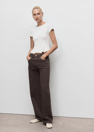 Camiseta Corte Peplum de Algodón