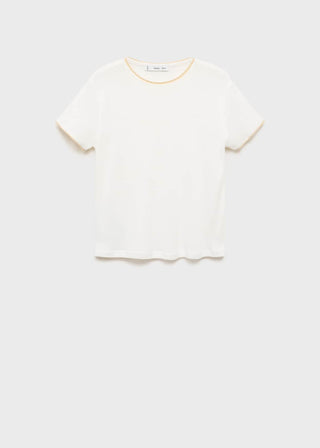 Camiseta Manga Corta Combinada de Algodón