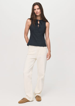 Blusa Efecto Denim con Lazo
