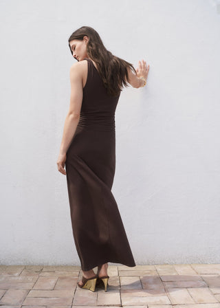 Vestido Asimétrico con Tirante Fruncido