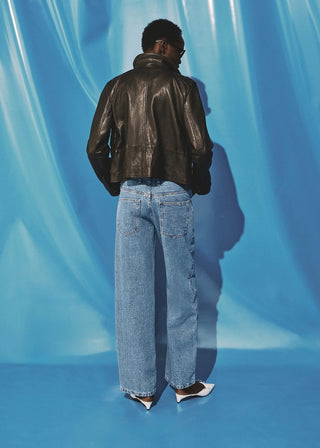 Jeans Corte Recto Efecto Arrugado