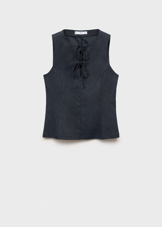 Blusa Efecto Denim con Lazo