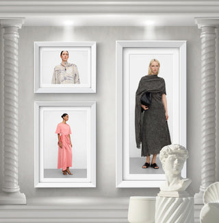 Guía de estilo inspirada en galería de arte con outfits elegantes y estética costume art
