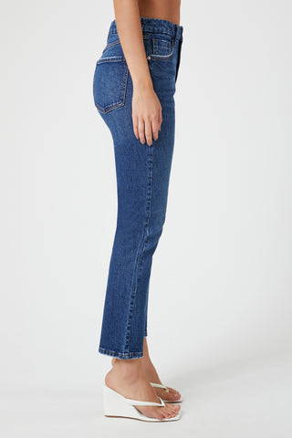 Jeans Rectos con Curvas y Talle Alto