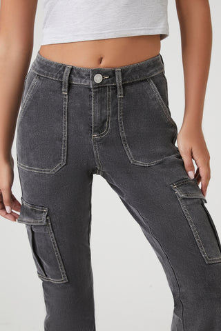 Jeans Cargo Acampanados con Bolsillos