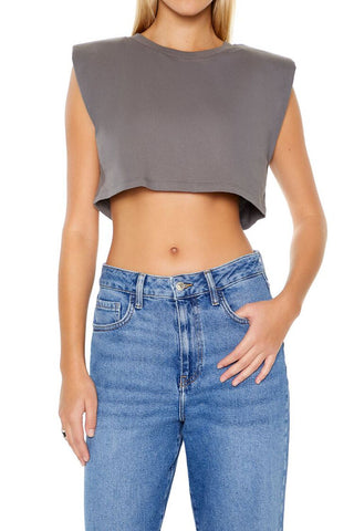 Camiseta Crop con Hombreras